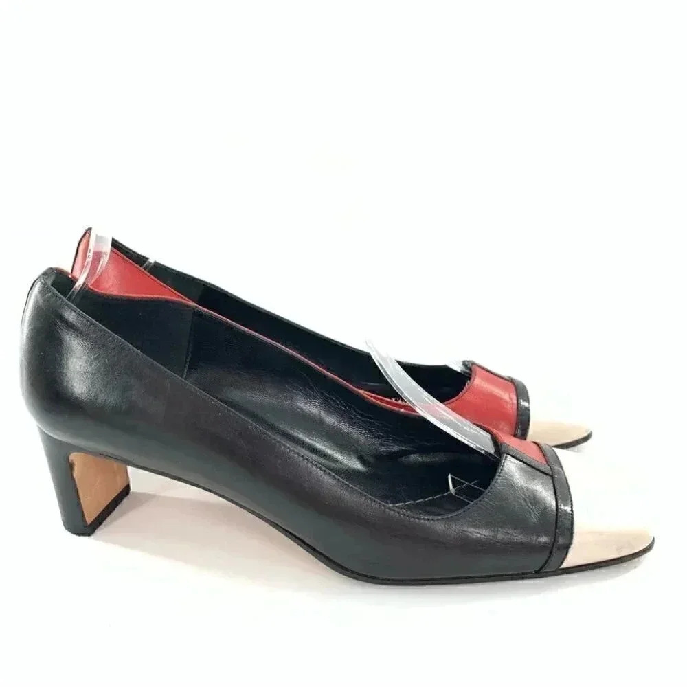 Kate Spade heels size 8 multicolored Italian leather cap toe vintage Y2K